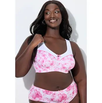 Podprsenka Ulla Popken, Plus size Odlehčující podprsenka, růže, bez kostic, košíčky C-F pro plnoštíhlé nadměrná velikost, 845541810-1122, růžový, 95F, Nadměrné velikosti, Plus size oblečení, Oblečení pro boubelky, Oblečení pro baculky, Oblečení pro plnoštíhlé, Obleč