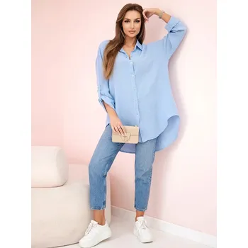 Dámská košile Dámská oversize bavlněná ART208 košile v modré barvě, VELIKOST UNI ( S, M , L )