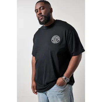 Pánské tričko STHUGE, Plus size Tričko STHUGE, krátké rukávy, oversize, potisk na zádech, do 8XL pro plnoštíhlé nadměrná velikost, 847046100-1456, černý, 7XL, Plus size oblečení, Oblečení pro vysoké muže, Nadměrné velikosti, Oblečení pro plnoštíhlé.