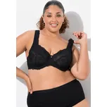 Ulla Popken, Plus size Podprsenka s kosticemi, krajka, široká ramínka, košíčky B-F pro plnoštíhlé nadměrná velikost, 822855100-1120, černý, 85F, Nadměrné velikosti, Plus size oblečení, Oblečení pro boubelky, Oblečení pro baculky, Oblečení pro plnoštíhlé,