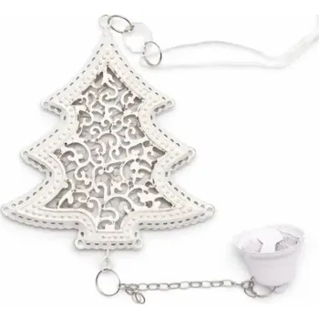 Vánoční dekorace DECOLED Vánoční ozdoba na stromeček kovový stromeček, 10 × 8,5 cm, se zvonečkem 3 cm
