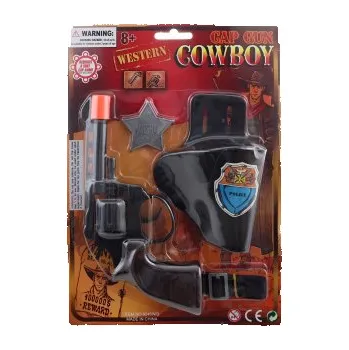 Dětská zbraň Pistole na kapsle 8 ran + poudro + odznak