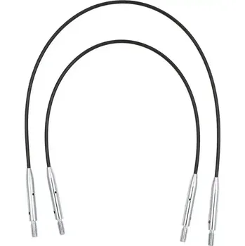 Nástroj na niť a příze KnitPro černé lanka 13cm a 17cm se stříbrným koncem (KnitPro black single cables with silver connectors)