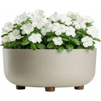 Květináč Plastový květináč na nožičkách TERRA 14,4x29,7 cm béžový