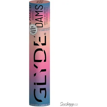 Kondom Tenké ochucené orální roušky Glyde Dams Mixed, 4 ks