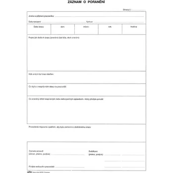 Tiskopis Tiskárna AKORD Chomutov Kniha úrazů A4 20 listů