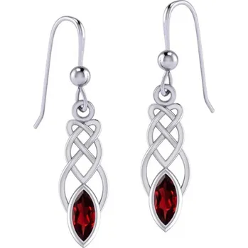 Náušnice ZAUZLOVANÉ NÁUŠNICE s granátem, Ag 925 Červená