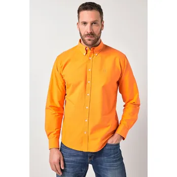 Pánská košile JP1880, Plus size Oxford košile JP1880, FLEXNAMIC®, dlouhé rukávy, límeček s knoflíky, Modern střih, do 8XL pro plnoštíhlé nadměrná velikost, 844689656-1456, oranžový, 7XL, Plus size oblečení, Oblečení pro vysoké muže, Nadměrné velikosti, Oblečení pro pln