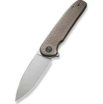 kapesní nůž We Knife Shakan Zlatá Saténově Leštěná Vzorovaná Titanová Prezentační Rukojeť S Bronzovým Titanovým