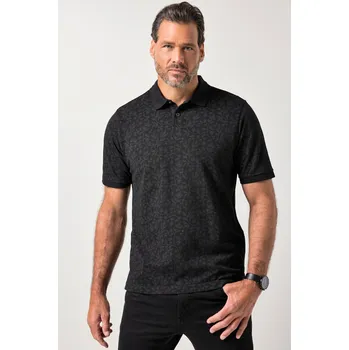 Pánská košile JP1880, Plus size Polokošile JP1880, krátké rukávy, piké, potisk na hrudi, vintage vzhled, do 8XL pro plnoštíhlé nadměrná velikost, 845247100-1456, černý, 7XL, Plus size oblečení, Oblečení pro vysoké muže, Nadměrné velikosti, Oblečení pro plnoštíhlé.