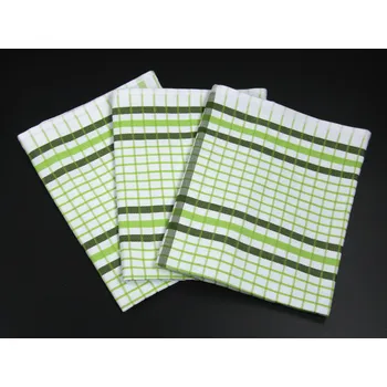 Utěrka Kuchyňské utěrky EGYPTSKÁ BAVLNA 15, zelené káro/proužek, 3 kusy, 50x70cm