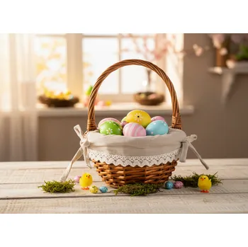 Velikonoční dekorace Velikonoční dekorační košíček CECIL II. proutěný 15X20 cm 724091