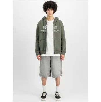 Pánská mikina Alpha Industries Mikina Basic Zip Hoodie Zelená Regular Fit M