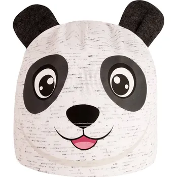 Čepice Dětská bavlněná čepice Zoo - zvířátka - vzor 01 - bílá melír - panda 48 - 50