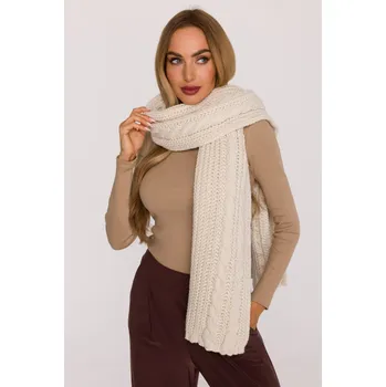 Čepice Pletená dlouhá šála s copánky MOE M898 smetanová EU velikost: Univerzální