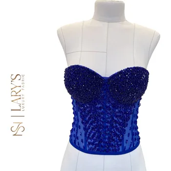 Korzet Luxusní korzet s ručním zdobením – královsky modrý Velikost: S