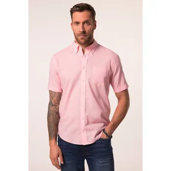 Pánská košile JP1880, Plus size Lněná košile, krátké rukávy, límec s knoflíky, Modern střih pro plnoštíhlé nadměrná velikost, 782692502-1452, růžový, 3XL, Plus size oblečení, Oblečení pro vysoké muže, Nadměrné velikosti, Oblečení pro plnoštíhlé.