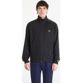 Pánské oblečení Mikina FRED PERRY Contrast Tape Track Jacket Black/ Champagne M