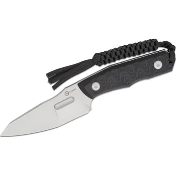 lovecký nůž CIVIVI Černá rukojeť G10, čepel z D2 s povrchovou úpravou stonewashed s 1 ks černé šňůrky, černé pou