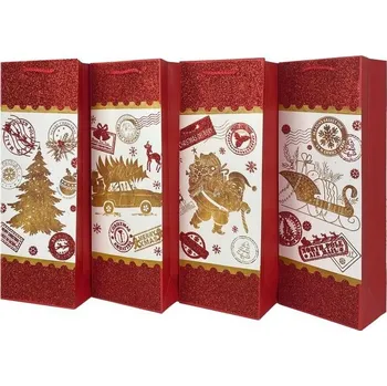 Dárková taška na víno TORO 36x12.5x8.5cm MIX vánoční