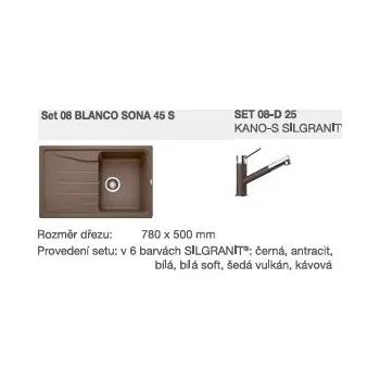 Vodovodní baterie Blanco SET 08-D 26 SONA 45 S bílá soft + KANO S bílá soft