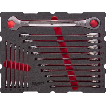 MILWAUKEE Pěnová vložka se sadou ráčnových klíčů, PACKOUT™, 17ks