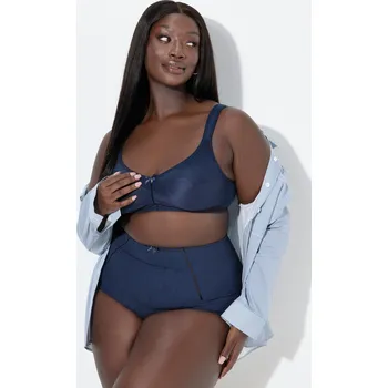 Podprsenka Ulla Popken, Plus size měkká podprsenka, krajková, bez ramínek, košíček B - E pro plnoštíhlé nadměrná velikost, 846045139-1092, modrý, 95C, Nadměrné velikosti, Plus size oblečení, Oblečení pro boubelky, Oblečení pro baculky, Oblečení pro plnoštíhlé, Obleč