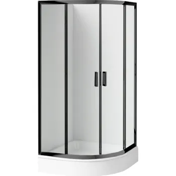 Deante Funkia sprchový kout s vaničkou 90x90 cm půlkulatá černá matný/průhledné sklo KDDZN51K