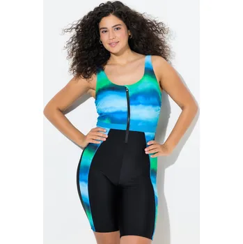 Dámské plavky Ulla Popken, Plus size Plavky, dlouhé nohavice, softcupy, zip, recyklovaný materiál pro plnoštíhlé nadměrná velikost, 846222100-1009, černý, 46, Nadměrné velikosti, Plus size oblečení, Oblečení pro boubelky, Oblečení pro baculky, Oblečení pro plnoštíhlé, 