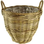 Obal na květináč s uchy, s igelit. výplní, pr.41x42cm, šedá, FSC 100%|Ego Dekor Indonesian Ratan