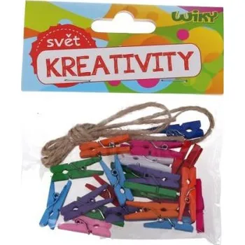 Kolíčky barevné 2,5 cm, 25ks + provázek [A]