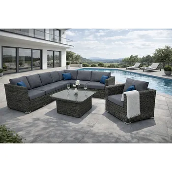 Zahradní sestava DEOKORK Ratanová variabilní sestava MALIBU pro 6 osob (šedá)