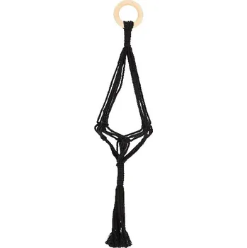 Držák na květináč a truhlík Závěs na květiny MACRAMÉ, černá, pr.9x47cm|Esschert Design