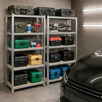 regál Set kovových regálů do domácnosti 70 cm QARIAN - stříbrný