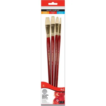Malířský štětec Daler Rowney Simply Oil Brush Natural Bright Flat and Filbert Sada štětců 4 ks