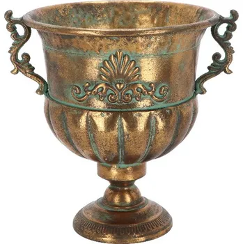 Váza Váza francouzská AGED METAL, kov, zlatá/tyrkys patina, 34x28x33cm|Esschert Design