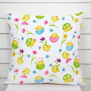 Povlak na polštářek Bavlněný povlak na polštář Sandra SA-074 Žlutá kuřátka 40 x 40 cm