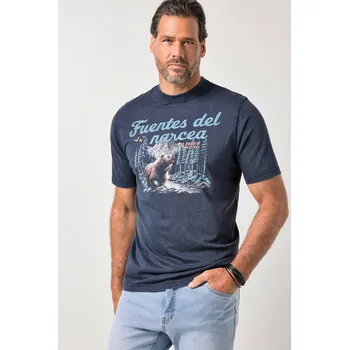 Pánské tričko JP1880, Plus size Tričko JP1880, krátké rukávy, vintage vzhled, potisk na hrudi, do 8XL pro plnoštíhlé nadměrná velikost, 845067130-1456, modrý, 7XL, Plus size oblečení, Oblečení pro vysoké muže, Nadměrné velikosti, Oblečení pro plnoštíhlé.