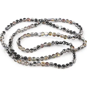 Korálek Skleněné korálky broušené 4 mm ploché, na drátku, velké, 8 šedočerná tm.