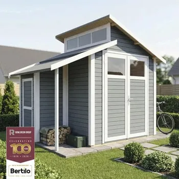 Zahradní domek Dřevěný zahradní domek Konsta Studio Set 2 světle šedý 290 x 202 cm