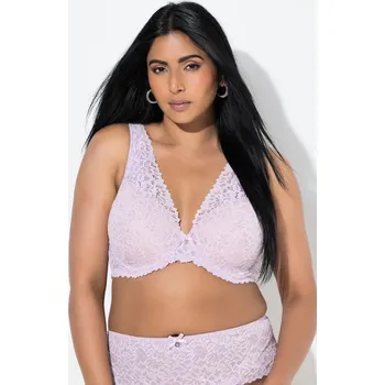 Podprsenka Ulla Popken, Plus size TRUYOU podprsenka s kosticemi, krajka, měkké košíčky, B-F pro plnoštíhlé nadměrná velikost, 837944800-1086, nachový, 115C, Nadměrné velikosti, Plus size oblečení, Oblečení pro boubelky, Oblečení pro baculky, Oblečení pro plnoštíhlé,