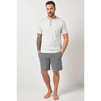 Pánské pyžamo JP1880, Plus size Pyžamo JP1880, břišní střih, kolekce domácí oblečení, tričko, vzorované kalhoty, do 7XL pro plnoštíhlé nadměrná velikost, 844079200-1452, bílý, 3XL, Plus size oblečení, Oblečení pro vysoké muže, Nadměrné velikosti, Oblečení pro plnoštíhl