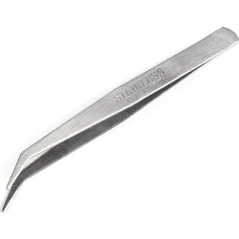 Péče o řasy a obočí Kovová pinzeta rovná, zahnutá, 12,5 cm, malé, 1 nikl zahnutá