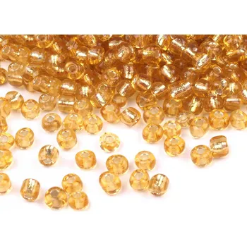 Dětské navlékací korálky Rokajl 6/0 - 4 mm s průtahem, střední, 22 zlatá