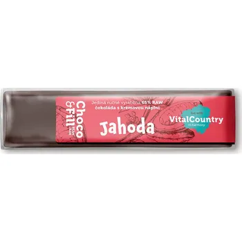 Čokoláda RAW plněná čokoláda 65 % Jahoda 30 g – Choco&Fill