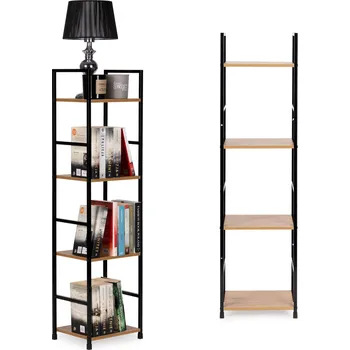 regál Moderní dřevěná police LOFT s kovový rámem, 4 police CWJ3024112L WILD OAK