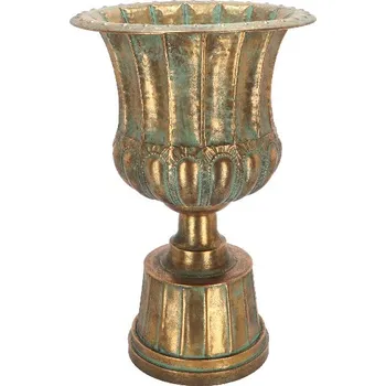 Váza Váza francouzská AGED METAL, kov, zlatá/tyrkys patina, pr.46x71cm|Esschert Design