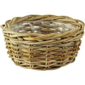 Květináč Obal na květináč s igelitovou výplní, šedá, pr.26x12cm, FSC 100%|Ego Dekor Indonesian Ratan