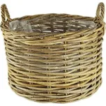 Obal na květináč s uchy, s igelitovou výplní, 46x38x44cm, šedá, FSC 100%|Ego Dekor Indonesian Ratan