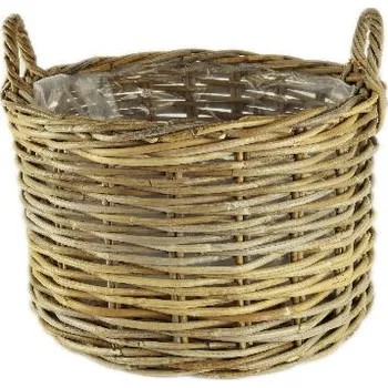 Květináč Obal na květináč s uchy, s igelitovou výplní, 46x38x44cm, šedá, FSC 100%|Ego Dekor Indonesian Ratan